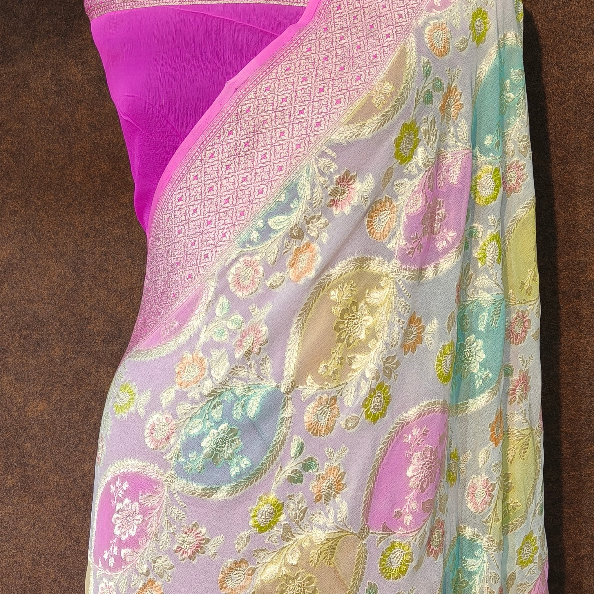 Banarasi Pure Khddi Georjette Rangkart Saree