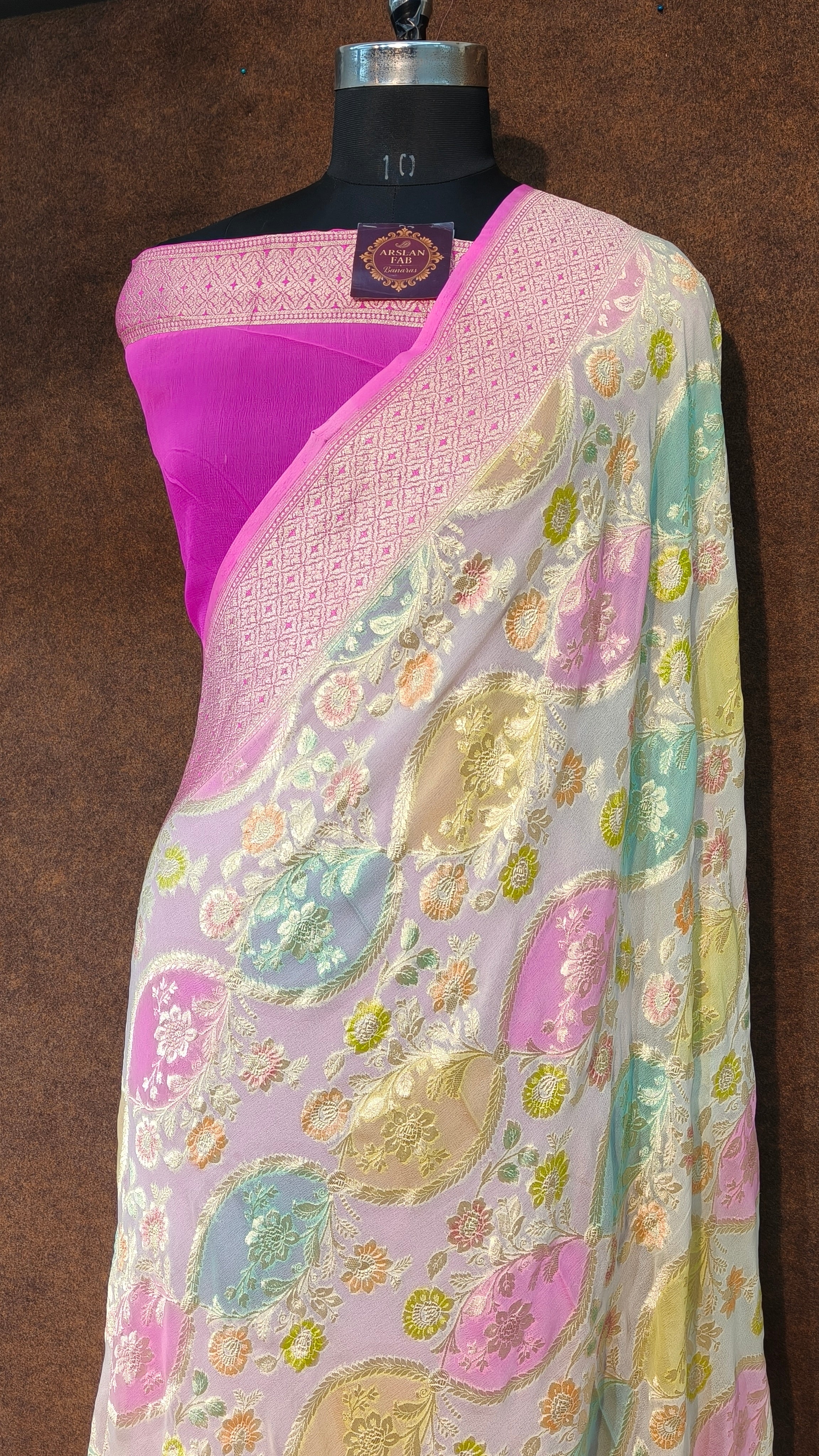Banarasi Pure Khddi Georjette Rangkart Saree
