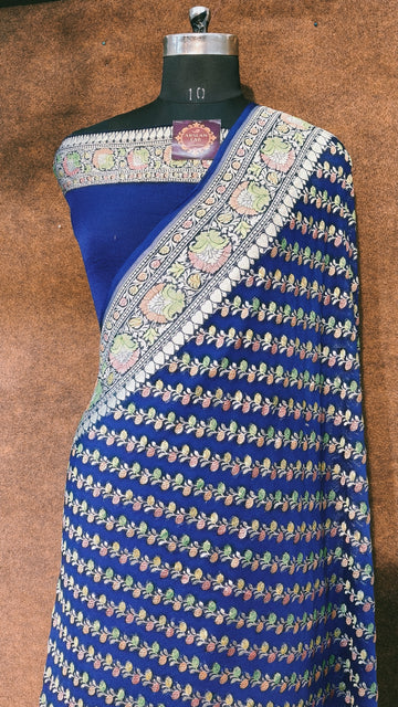 Banarasi Pure Khddi Georjette Rangkart Saree