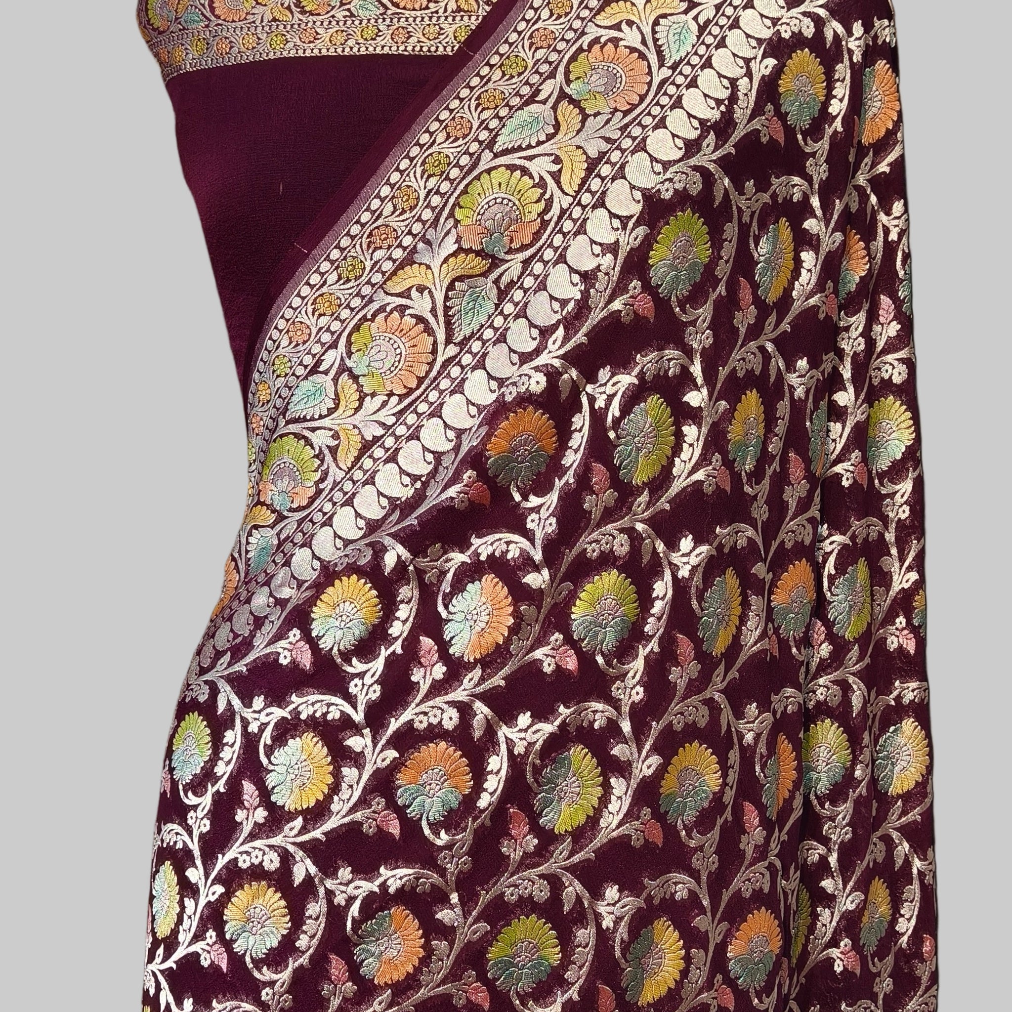 Banarasi Pure Khddi Georjette Meenakari Saree