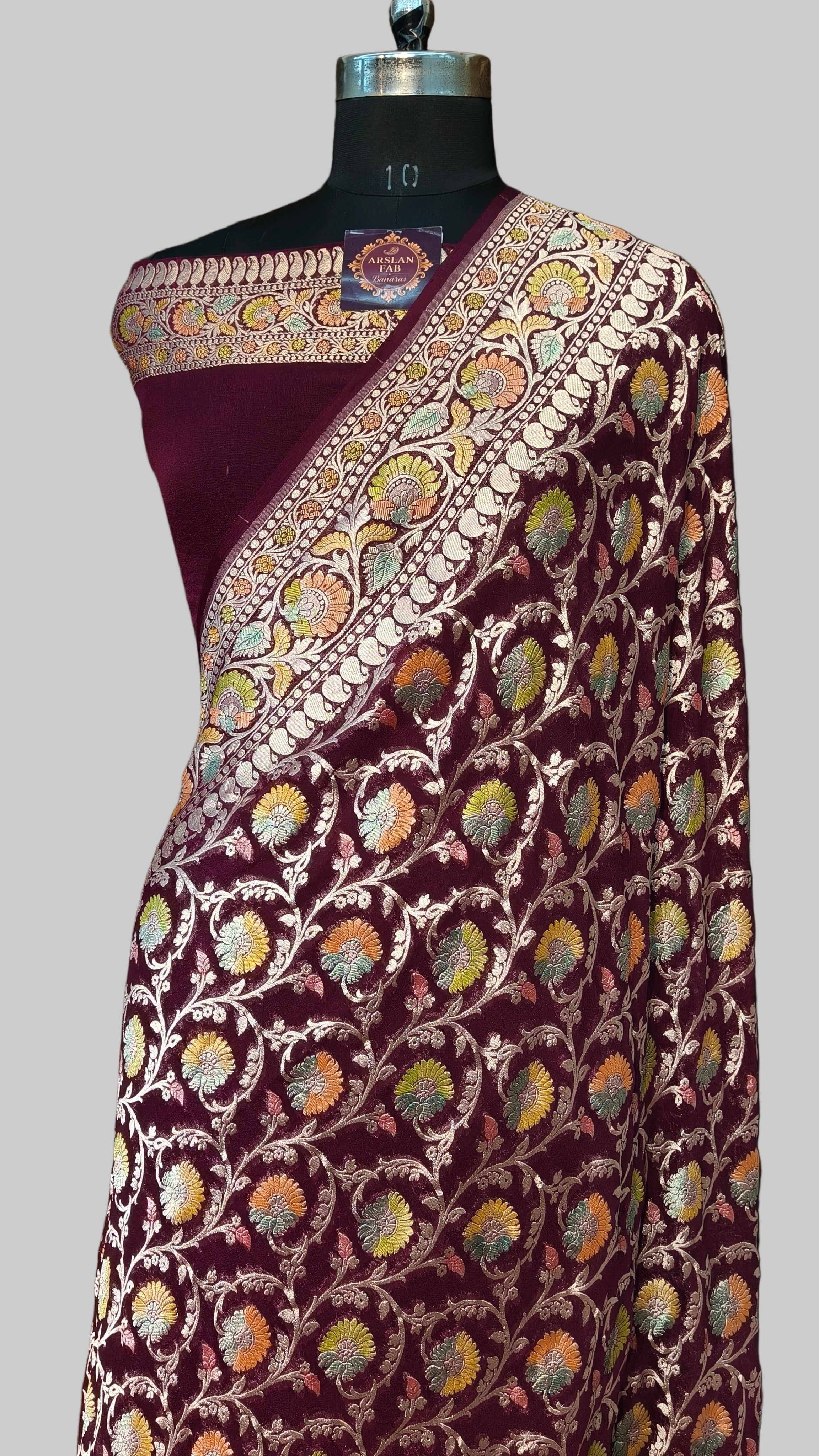 Banarasi Pure Khddi Georjette Meenakari Saree