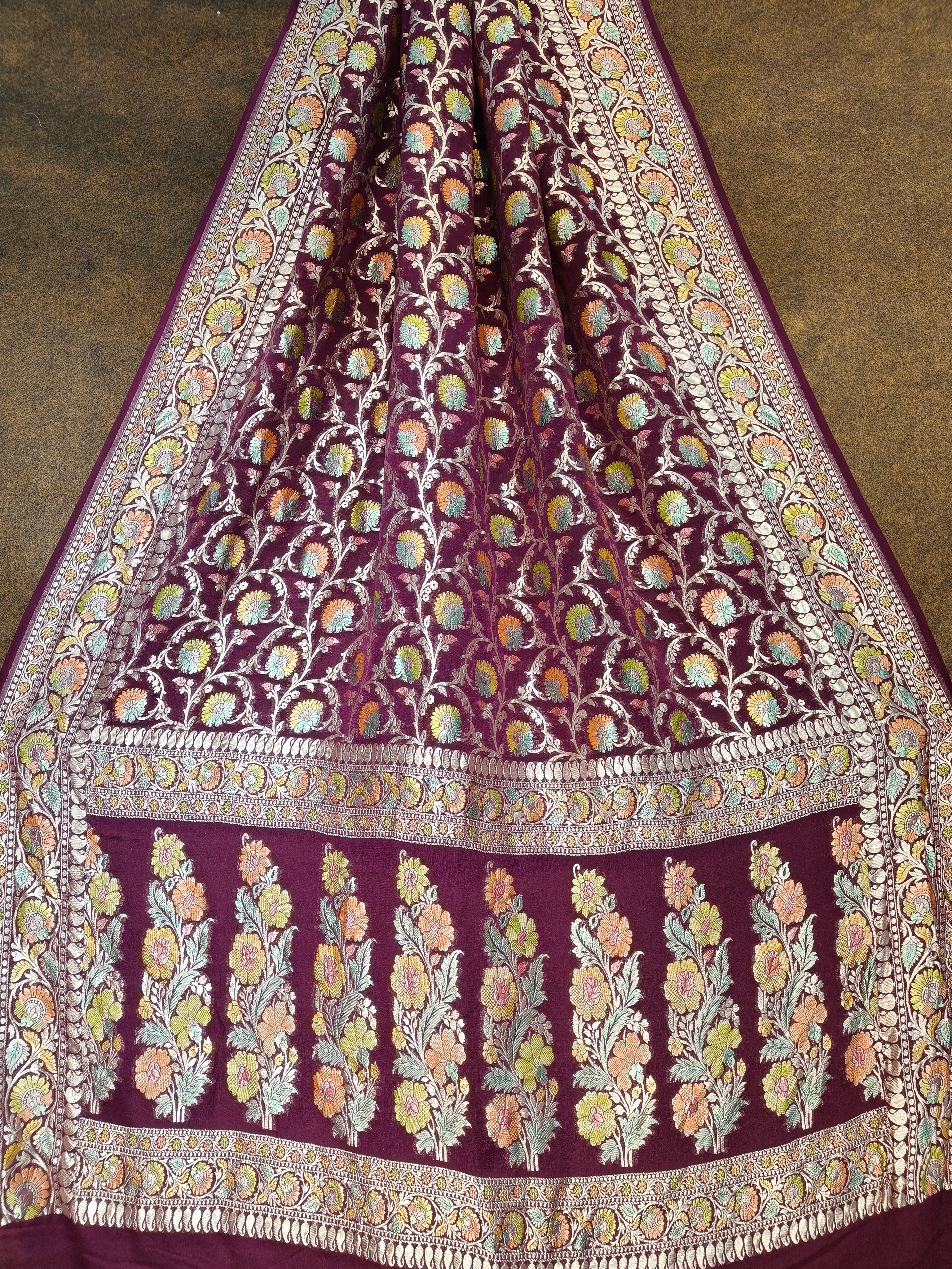 Banarasi Pure Khddi Georjette Meenakari Saree