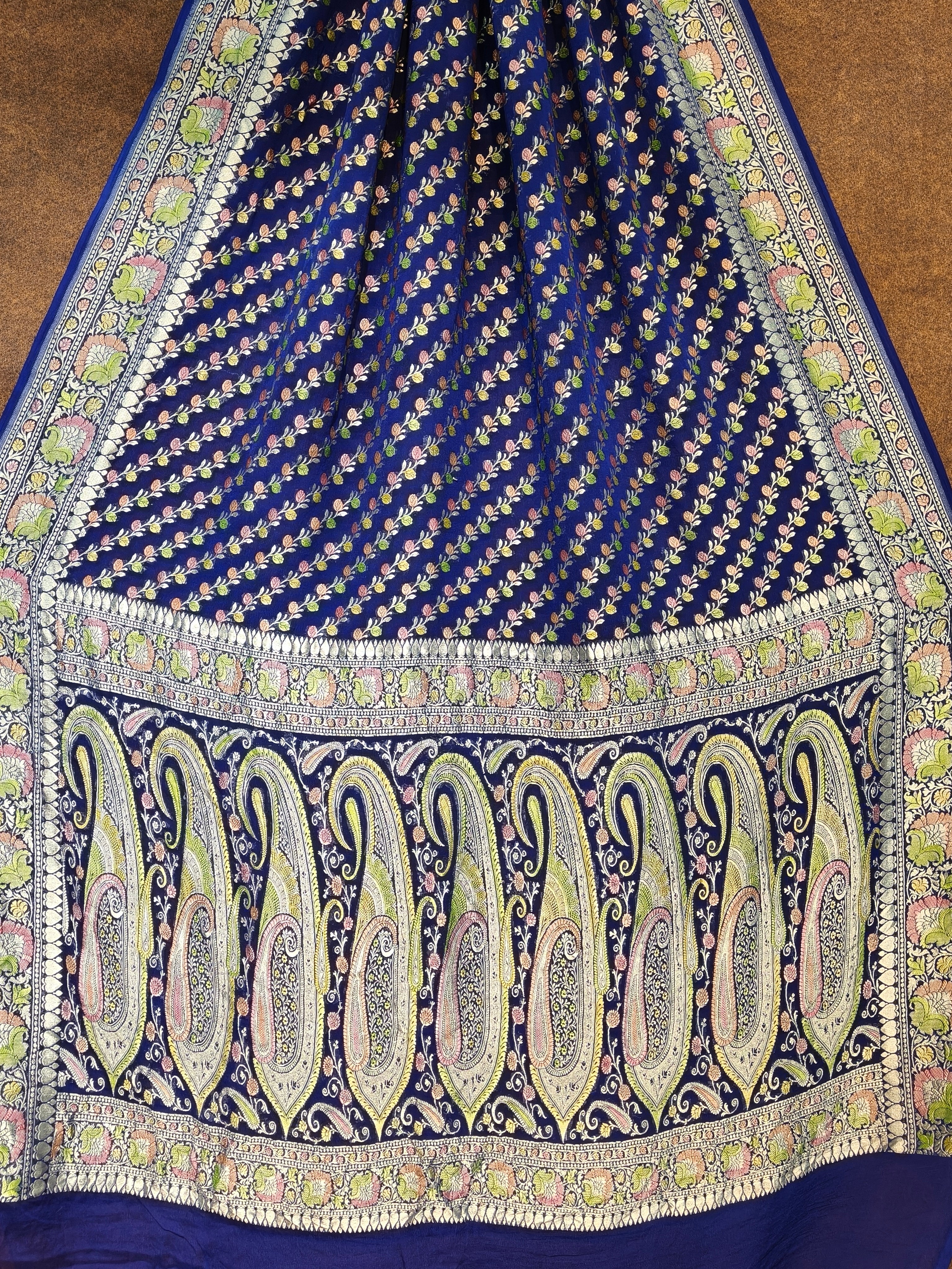 Banarasi Pure Khddi Georjette Rangkart Saree