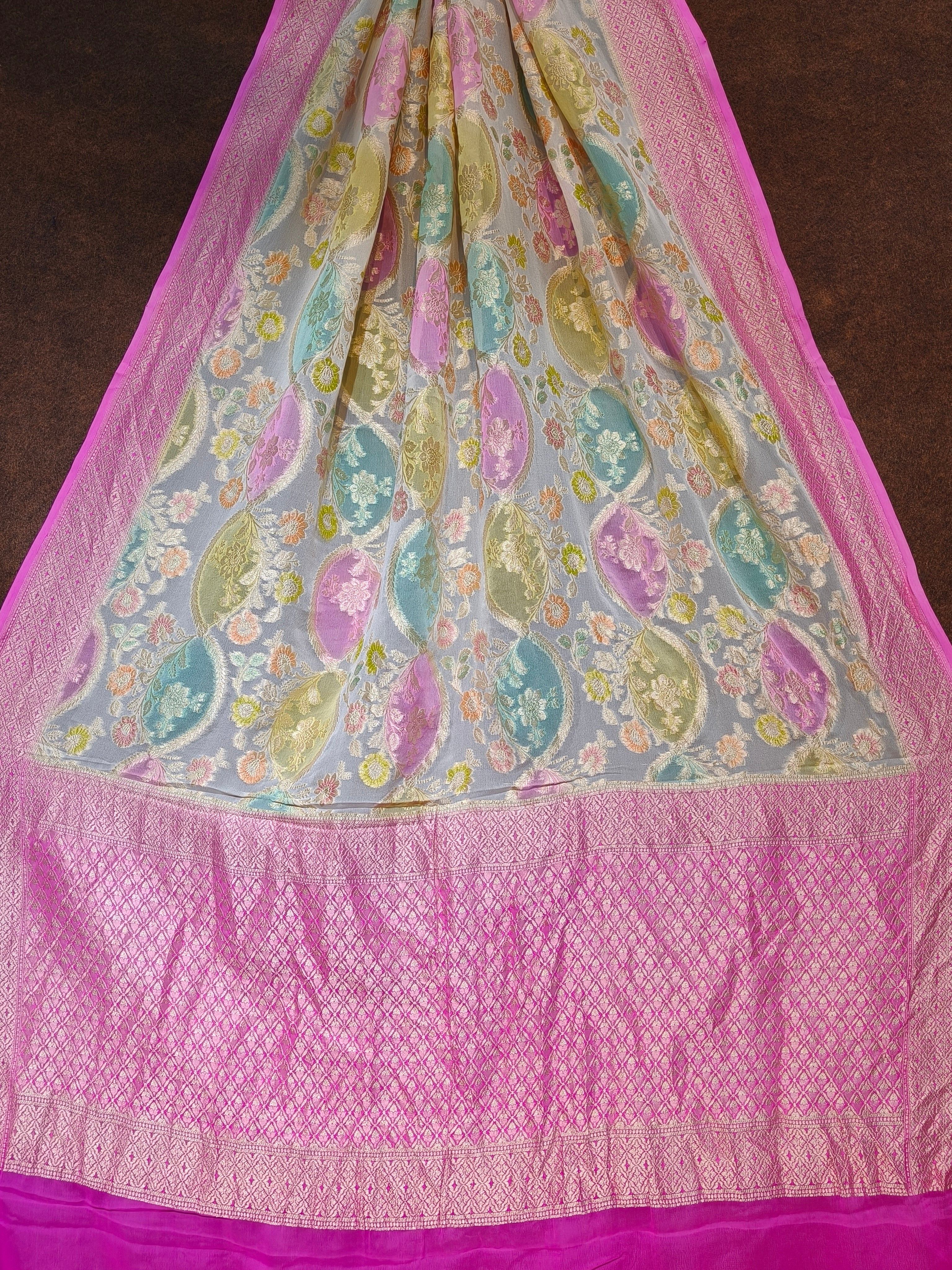 Banarasi Pure Khddi Georjette Rangkart Saree