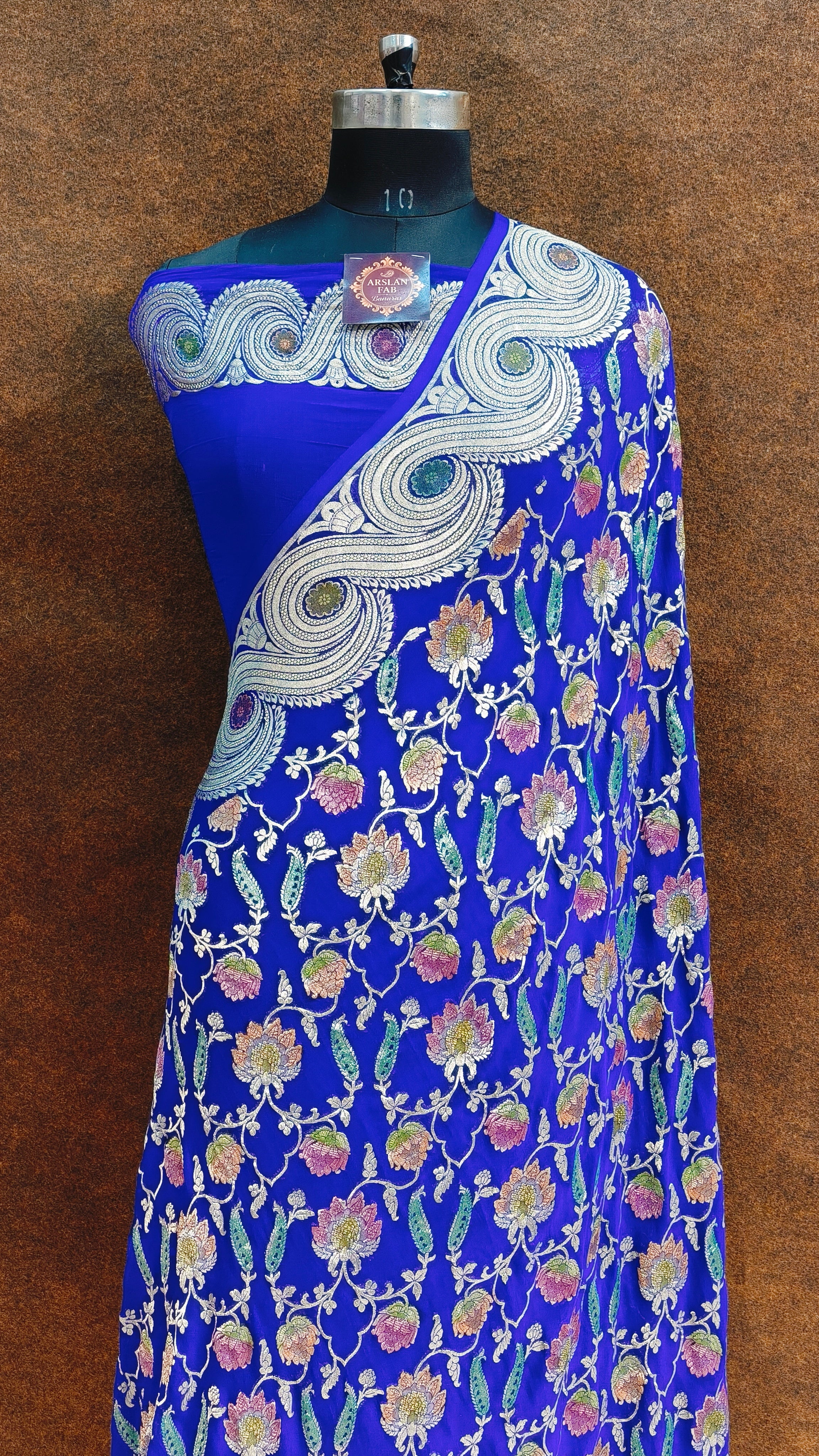 Banarasi Pure Khddi Georjette Meenakari  Saree