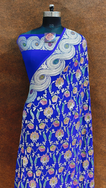 Banarasi Pure Khddi Georjette Meenakari  Saree