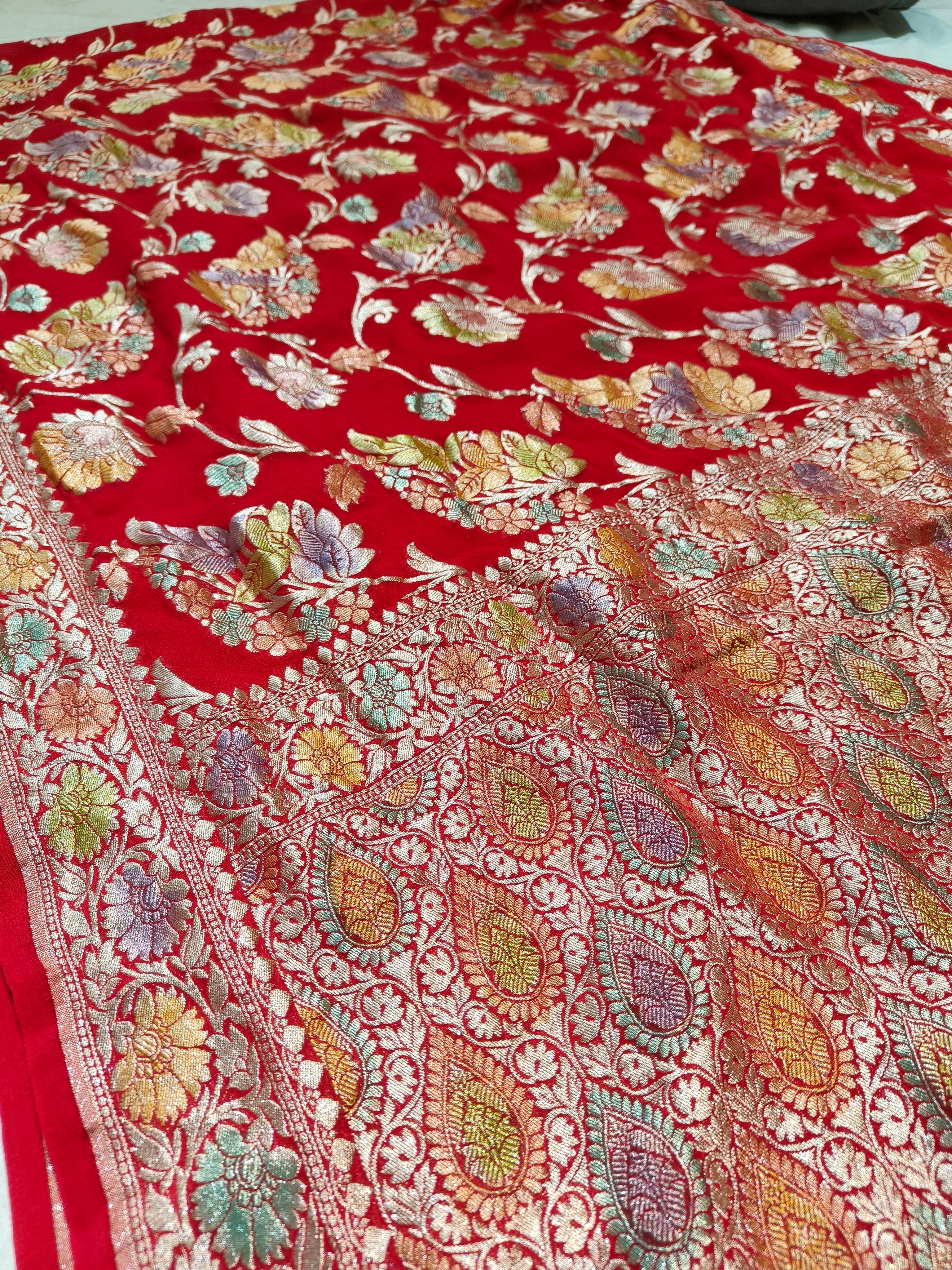 Banarasi Pure Khaddi Georjette Meenakari Saree