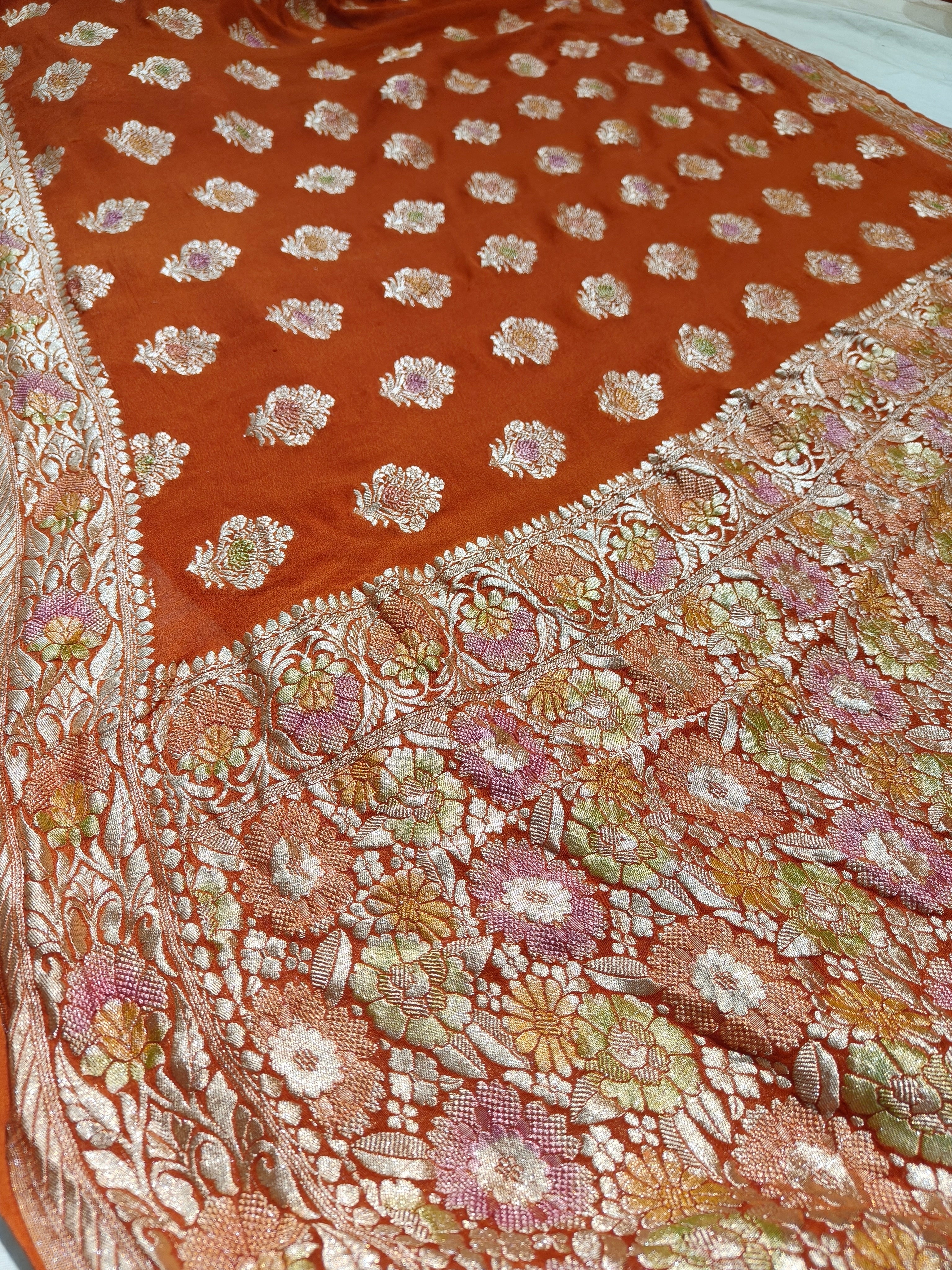 Banarasi Pure Khaddi Georjette Meenakari Saree