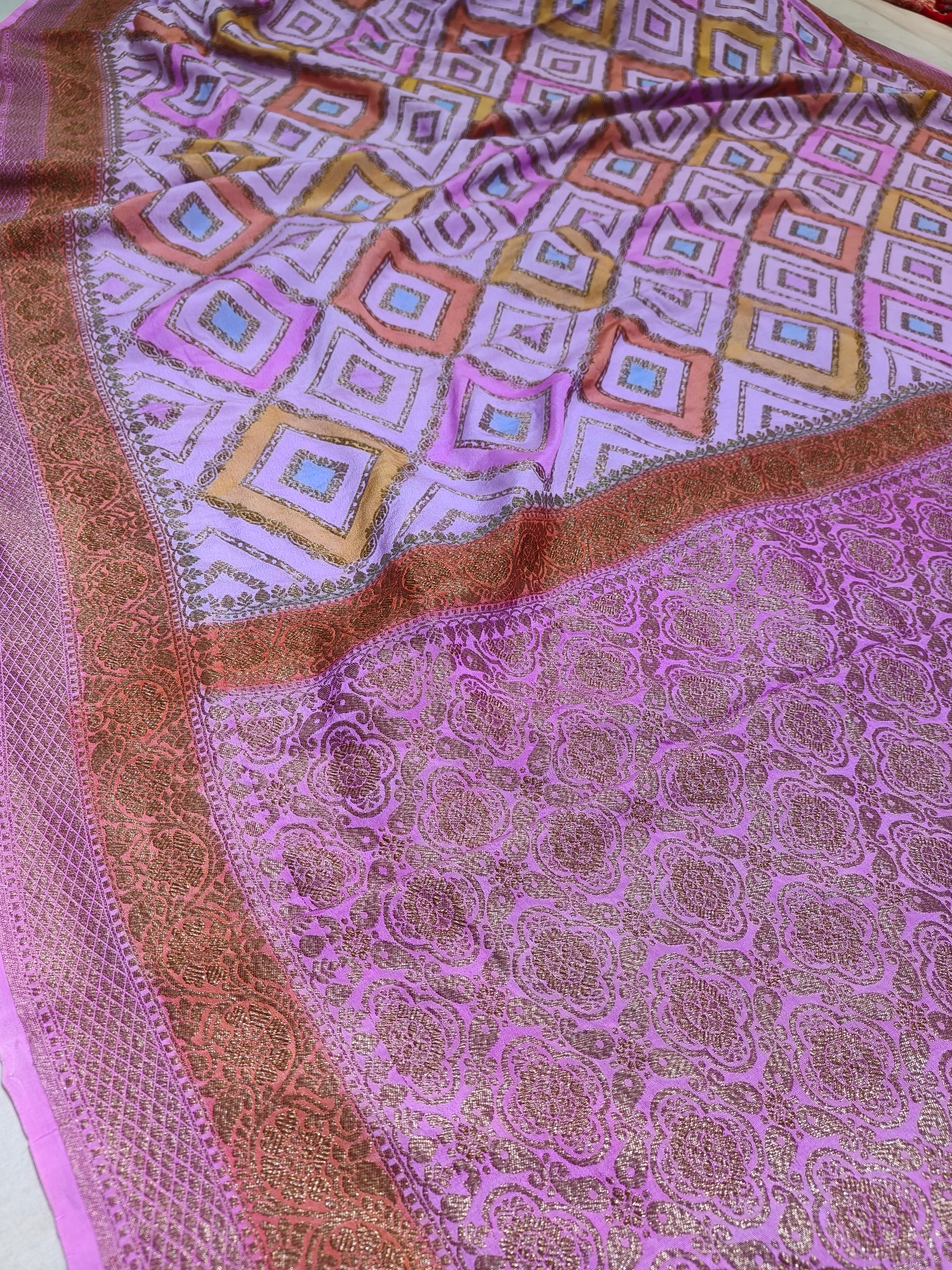 Banarasi Pure Khaddi Georjette Rangkat Saree