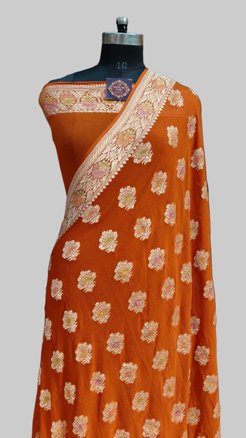 Banarasi Pure Khaddi Georjette Meenakari Saree