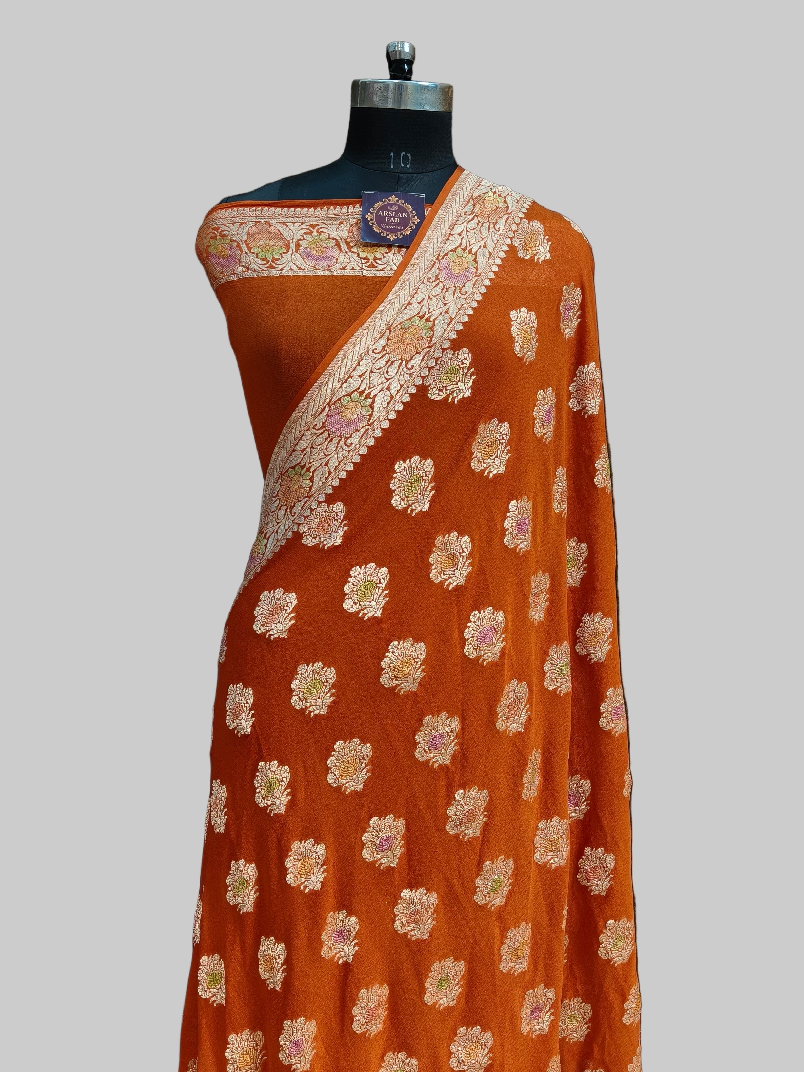 Banarasi Pure Khaddi Georjette Meenakari Saree