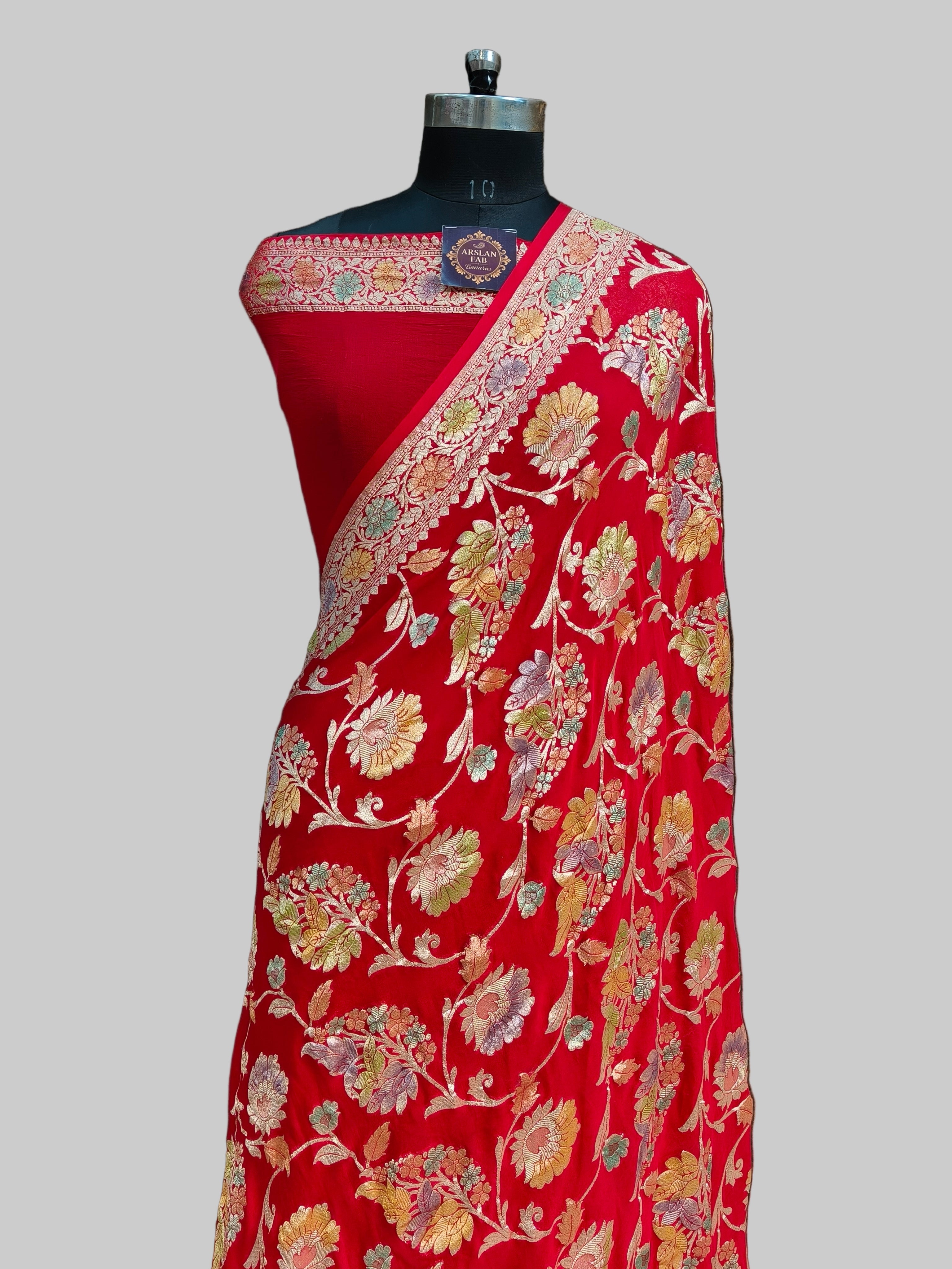 Banarasi Pure Khaddi Georjette Meenakari Saree