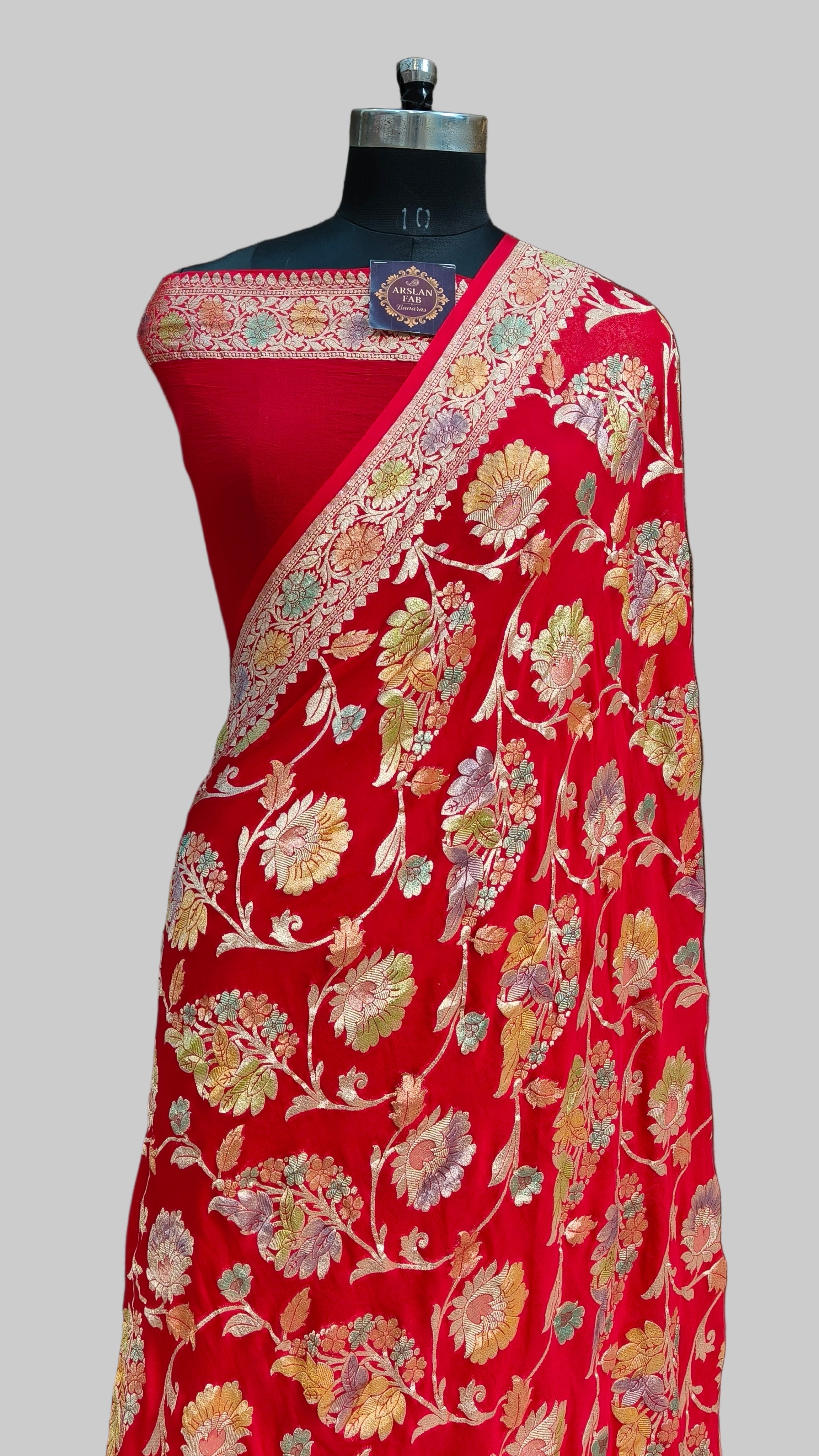 Banarasi Pure Khaddi Georjette Meenakari Saree