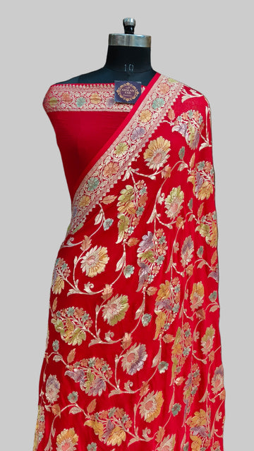 Banarasi Pure Khaddi Georjette Meenakari Saree