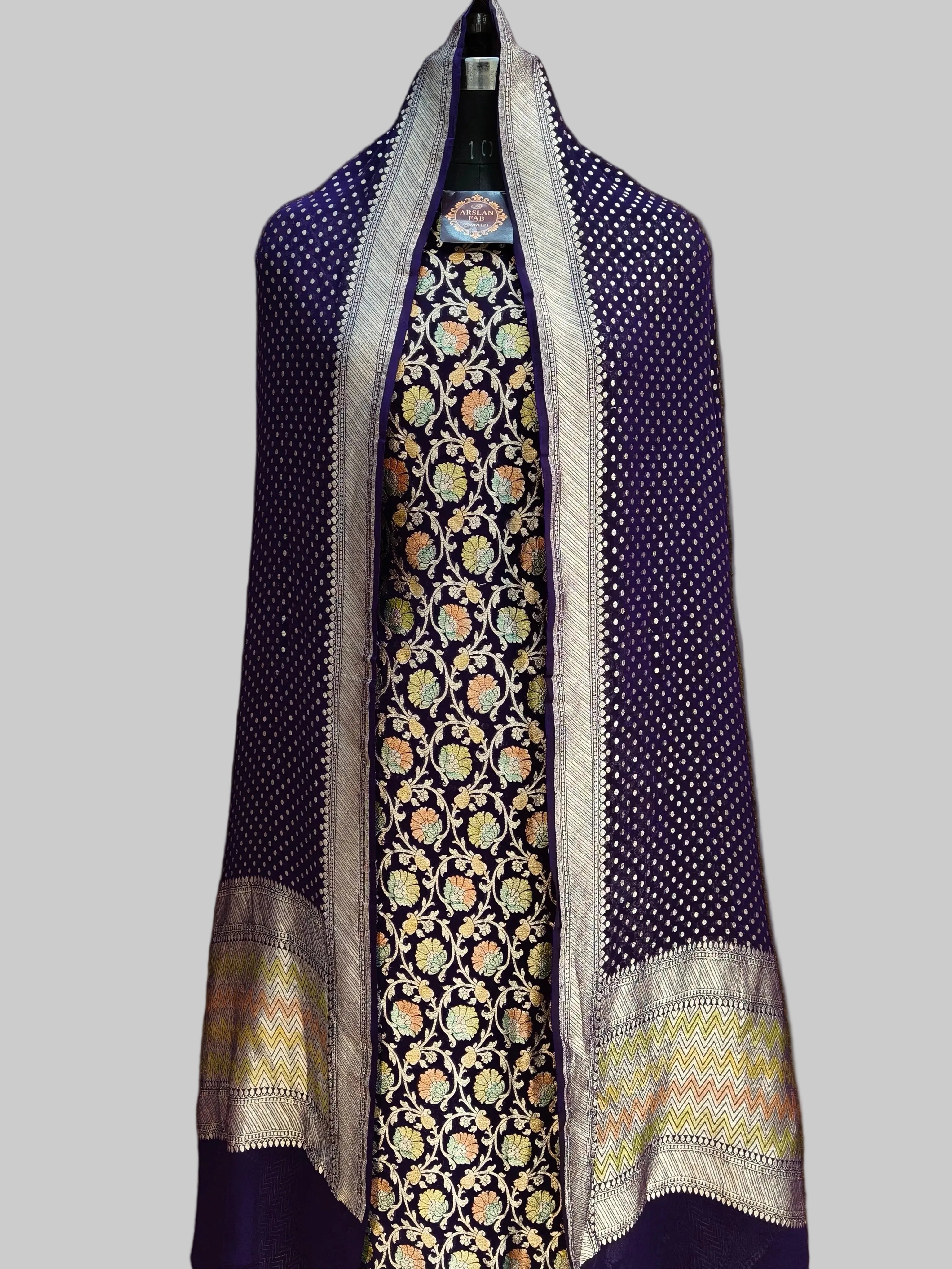 Banarasi Pure Khaddi Georjete Multi Meena Suit