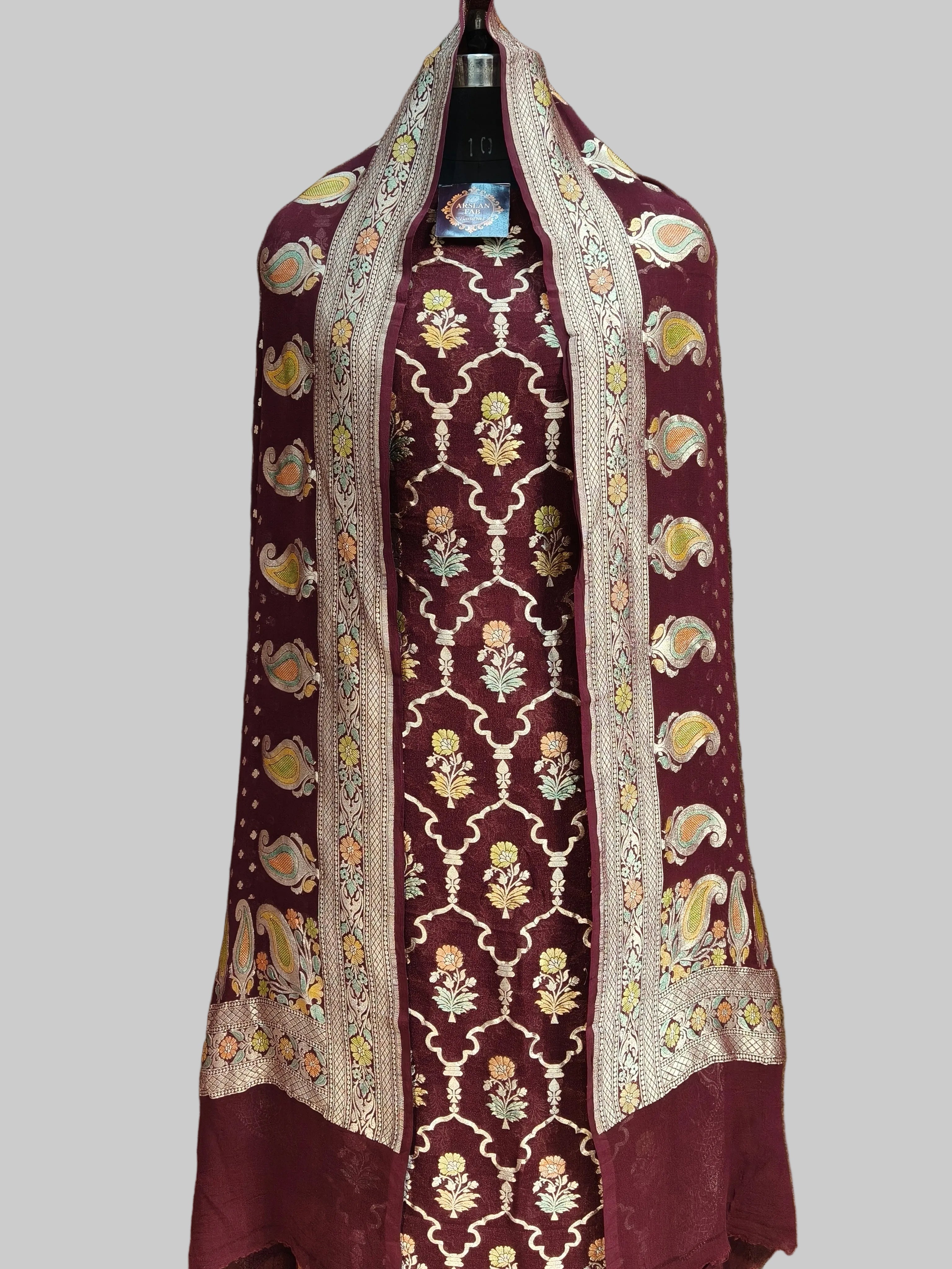 Banarasi Pure Khaddi Georjete Meena Suit