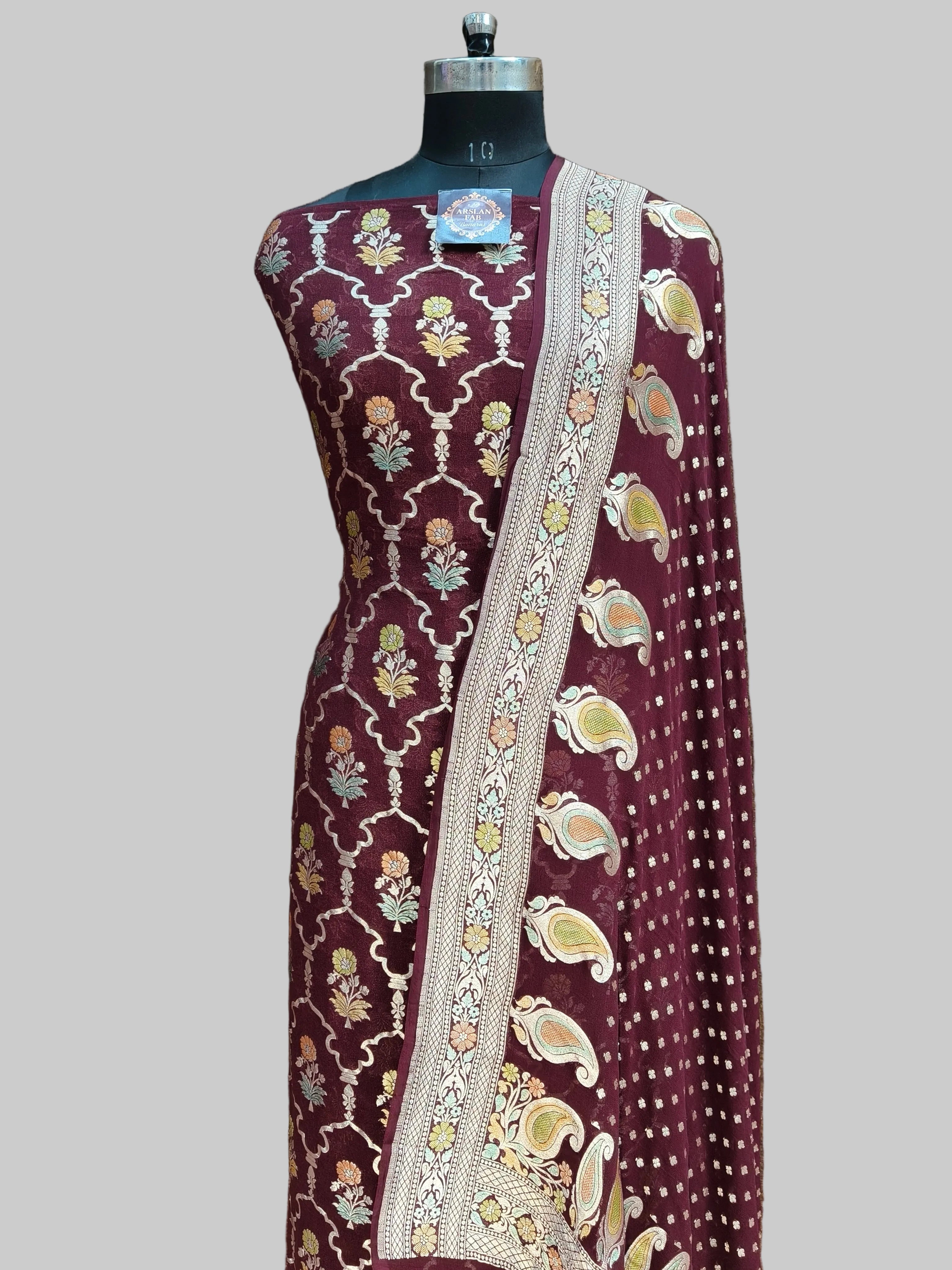 Banarasi Pure Khaddi Georjete Meena Suit