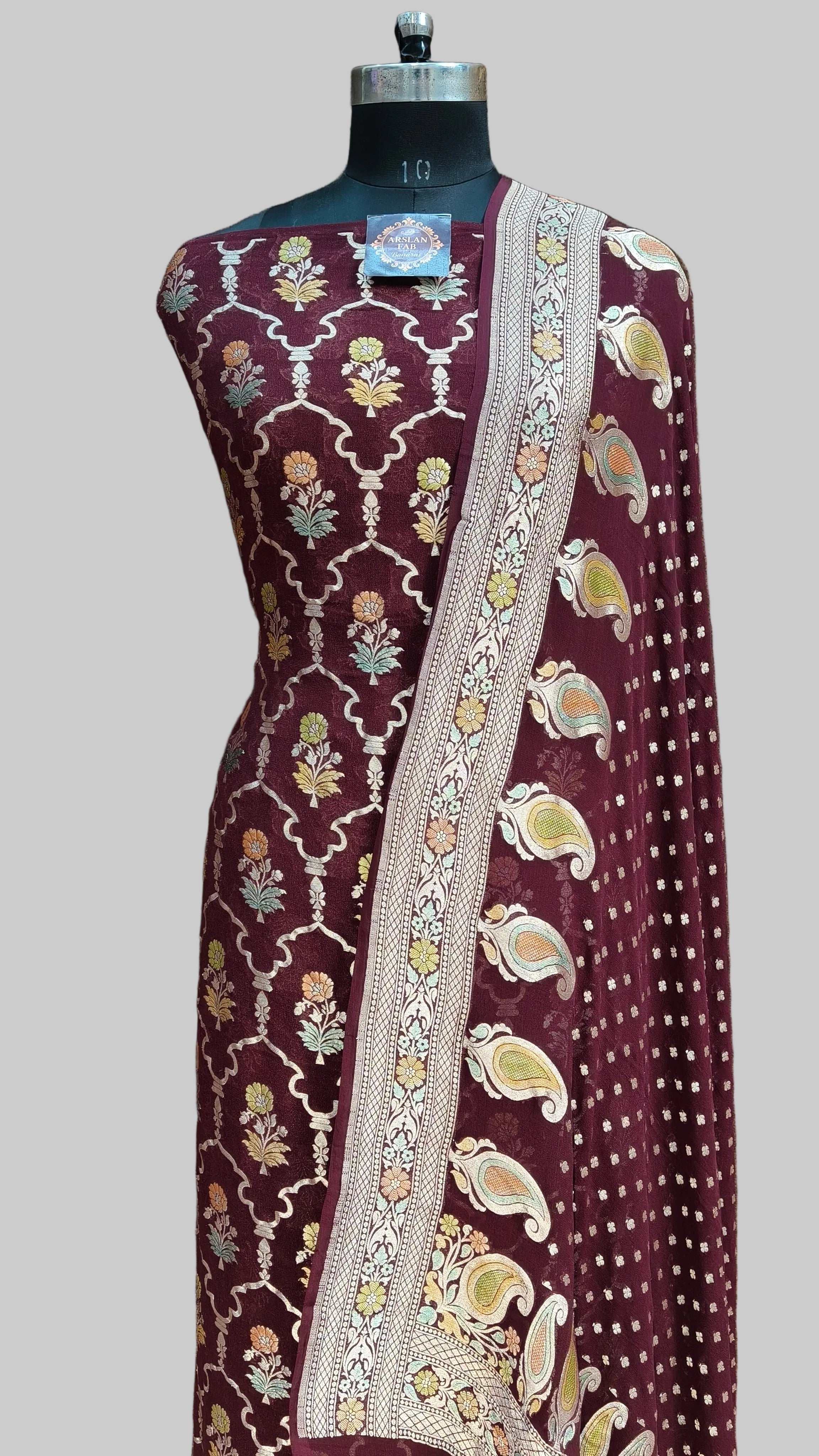 Banarasi Pure Khaddi Georjete Meena Suit