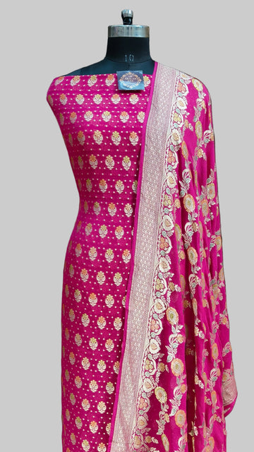 khaddi Georjette Rani Multi Meena Suit