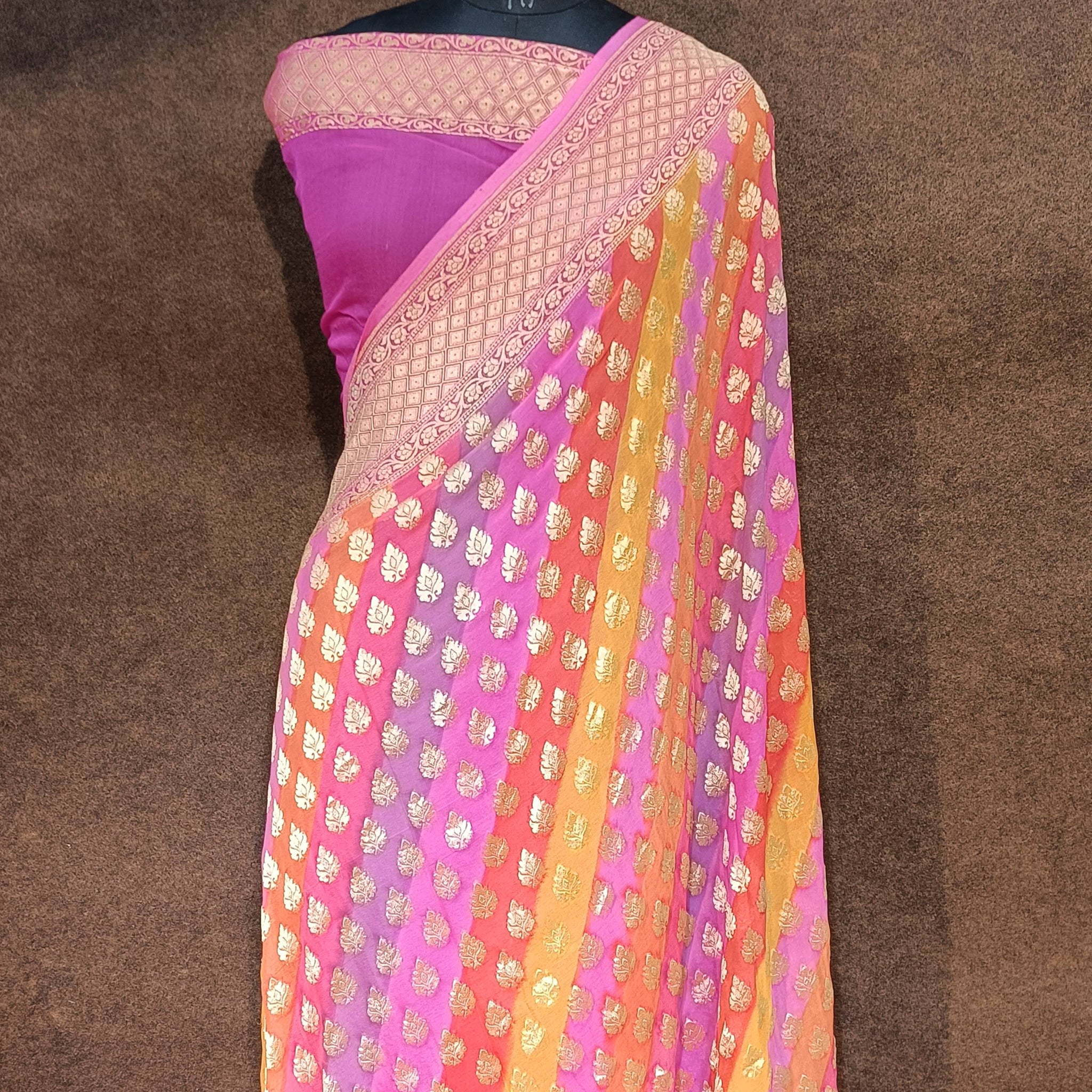 Banarasi Khaddi Georgette with Brush Dye