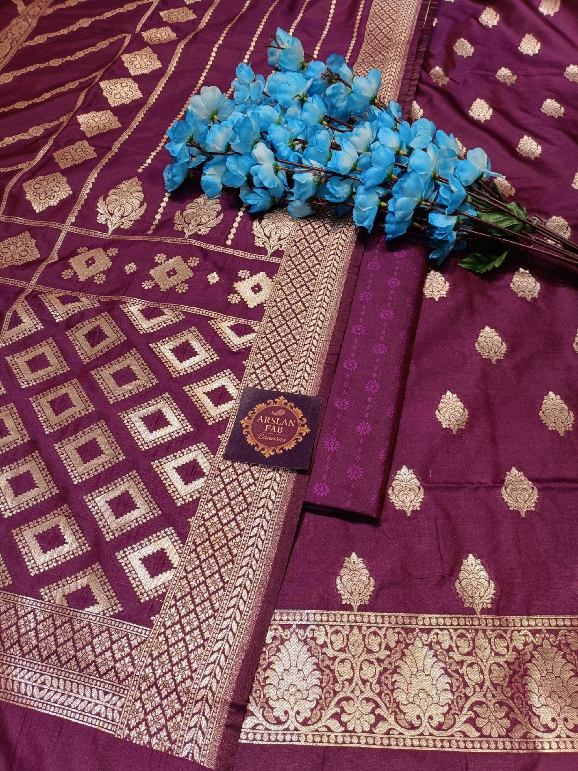Banarasi silk neck design suit